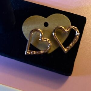 Beautiful rose gold tone heart dangling earrings